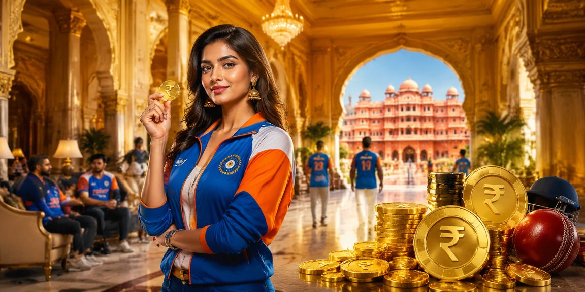 A vibrant Indian cricket betting scene with colorful rupee notes